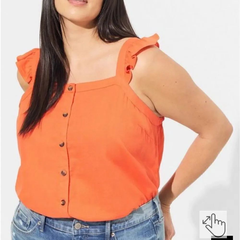Torrid Double Gauze Ruffle Button Front Tank Top - Picture 2 of 3